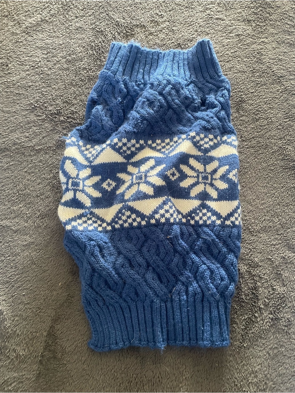 Blue Fair Isle Cable Knit Dog Sweater